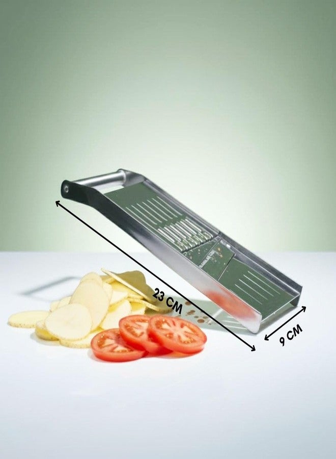 faas Stainless Steel Slicer/Plain Slicer/Potato Slicer/Manual Potato Chips Cutter/Vegetable Cutter/Mandoline Slicer for Kitchen with Safety Holder Kitchen Tools (Full Steel Slicer-1pcs) - Image 2